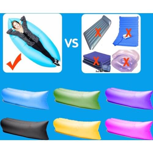 Inflatable Sofa Beach Camping Sleeping Air Sofa Lightweight Portable Folding Lazy Lounger Bed for Travel Picnic Outdoor 200x70cm