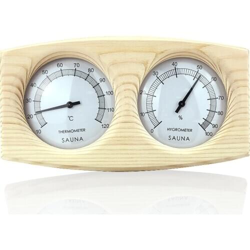 Sauna Wall-Mounted Wood Thermometer and Hygrometer