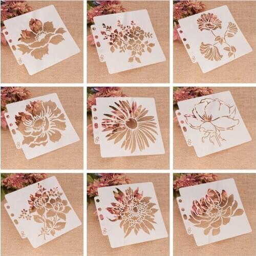 New Arrival Flowers Set Layering Stencils Wall Painting for DIY Scrapbooking Coloring Embossing Crafts Album Paper Card Template