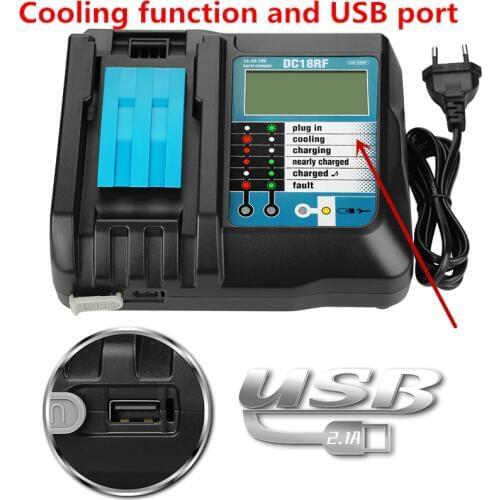 Cooling With USB port Li-ion Battery Charger 3.5A Charging Current for Makita 14.4V 18V BL1830 Bl1430 DC18RC DC18RA Power tool