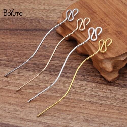BoYuTe Factory Wholesale (50 Pieces/Lot) 120*2MM Snake Shape Metal Iron Hair Stick Diy Hand Made Jewelry Accessories Wholesale