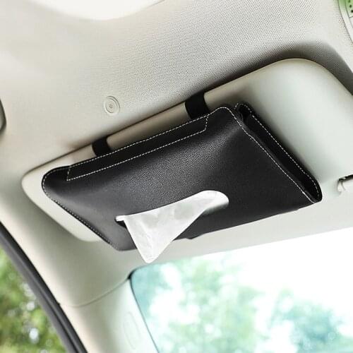 PU Leather Car Tissue Box Sun Visor Napkin Holder Bag Waterproof Auto Interior Organizer Car Accessories