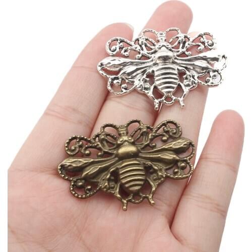 5pcs Tibetan Silver/Bronze Bee Pendant Charms For Women Necklace Jewelry Making Accessory Handmade DIY Findings