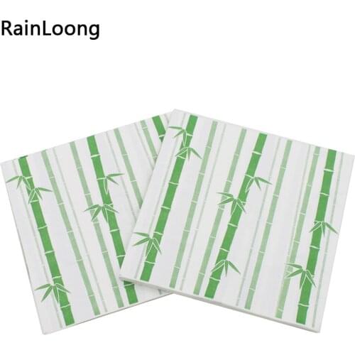 [RainLoong] 3Plys Beverage Paper Napkins Bamboo Event & Party Tissue Napkins Decoration Serviette 33*33cm 5packs (20pcs/pack)