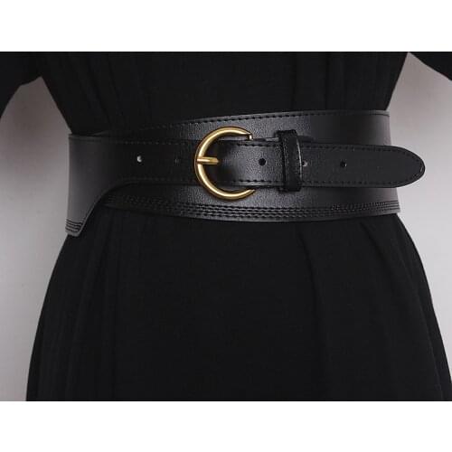 High Quality Women Genuine Cow Leather Waist Belt Irregular Wide Waistband Belt Cowhide Corset Strap Ladies Dress Belt Cinturon