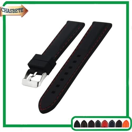 Silicone Rubber Watch Band for Withings Activite / Steel / Pop 18mm Resin Strap Belt Wrist Loop Bracelet Black Red + Pin + Tool