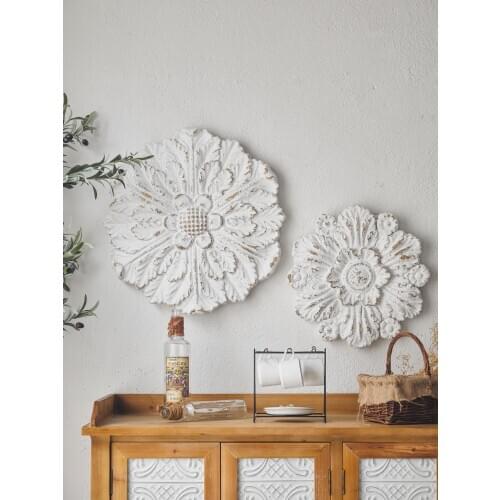 French Retro Carved Round Flower Background Wall Hanging Decoration For Home Living Room Bedroom Background Wall Art Accessories