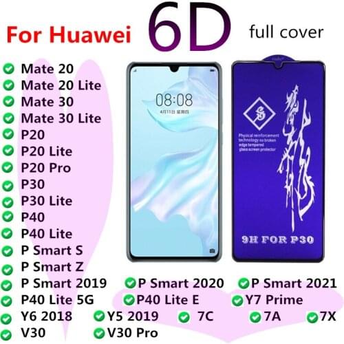 9H Full Cover Tempered Glass For Huawei P Smart S Z 2019 Y5 Y6 Y7 V30 7C 7A 7X Mate P10 P20 P30 P40 Lite Pro Screen Protector