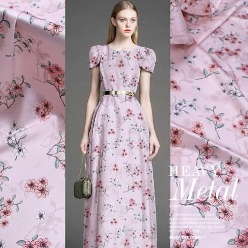 Silk stretch satin fabric customization Summer foundation small flowers satin cheongsam dress advanced sewing fabric by meter