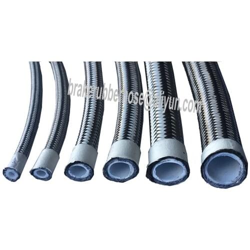 AN3 AN4 AN6 AN8 AN10 AN12 AN16 304 stainless steel braided PTFE smooth bore fuel oil cooler hose lines 1M