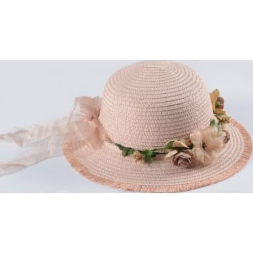 Custom Women Lady Beach Straw Sun Hats Wide Brim Summer Hats Girl Outdoor Beach Floral Bow Sun Hat