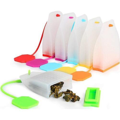 Silicone Tea Infuser Bag FineGood Reusable Safe Loose Leaf Tea Bags Strainer Filter for Tea Drinker Utensils Random Color