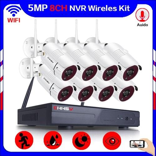 5MP CCTV Camera Security System Kit Wireless 8CH NVR Kit Outdoor Waterproof Wifi IP Video Surveillance 8 Cameras System Set 2MP