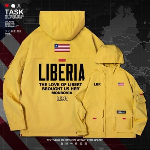 Liberia Liberian LR LBR men jacket hooded nation flag jackets for men streetwear trench coat men printed mens autumn clothes