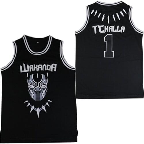 BG basketball jerseys 1 T'Challa jersey Embroidery sewing Outdoor sportswear Hip-hop movie jersey black 2020 summer