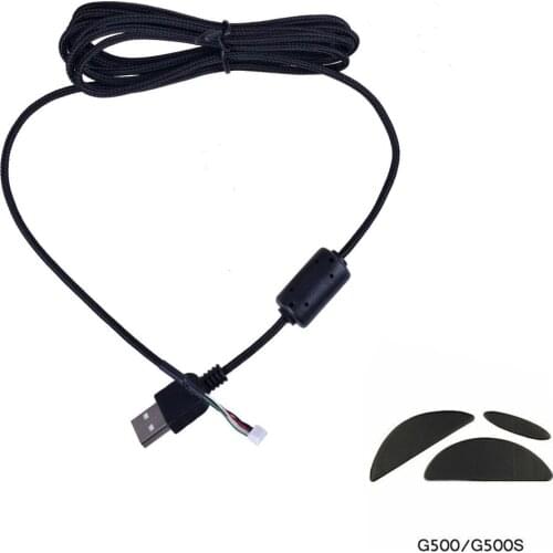 2.2m/86.61" USB Mouse Mice Cable Line +Stickers Feet Skates Pads Kit For Logitech G500 G500s Replacement Accessories