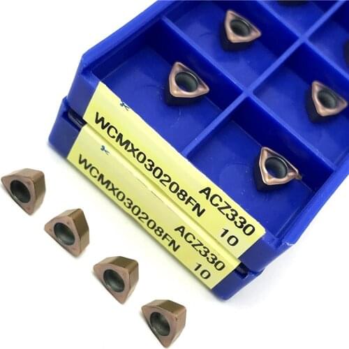 10PCS WCMT050308 AZC330 carbide inserts drilling cutter WCMT 050308 high quality U drills indexable insert drills