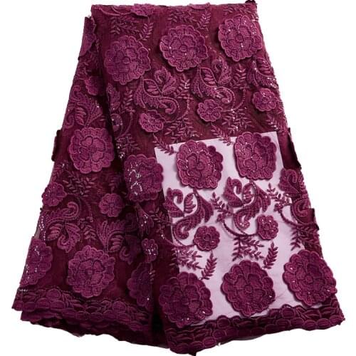 Zhenguiru New High Quality 3d Flowers White Milk Tulle Lace Sequins Embroidered Nigorian Fabric Women Wedding Dress Party A 2426