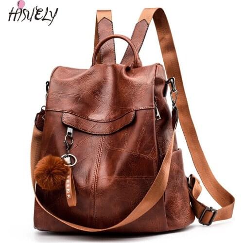 Women Backpack School Bags for Teenage Girls Vintage Leather Shoulder Anti Theft Backpack Mochila Mujer Back Pack Lady BAG19158