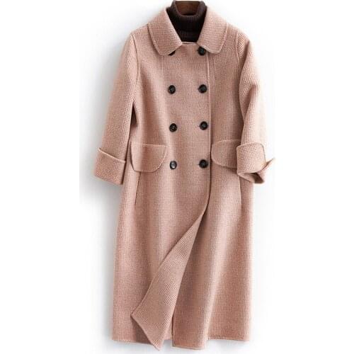Alpaca Wool Coat Female Double-faced 2020 Fashion Double Breasted Woolen Coats Long Autumn Winter Jacket Women B18Y05861
