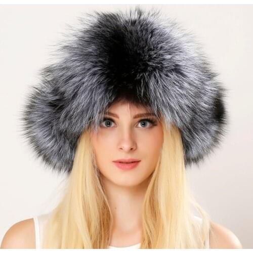 Winter Unisex Genuine Fox Fur Hat Real Raccoon Fur Bomber Hat With Nature Leather Crown Thick Warm Fur Cap Russian fur hat
