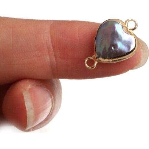 1pcs Selected Natural Freshwater Cultured Heart-Shaped Pearl Connectors Are Suitable For Ladies' DIY Jewelry Decoration