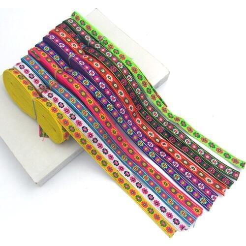 1yard/pack 3/8"(10mm) Computer embroidery Ethnic style ribbon Handmade shoes/hats decorative lace accessories satin-ribbon T-087