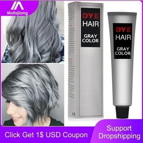 100ML Fashion Smoky Light Gray Color Hair Dye Cream Natural Permanent Grey Hair Color Dye Super Natural Plant Dye Cosmetic