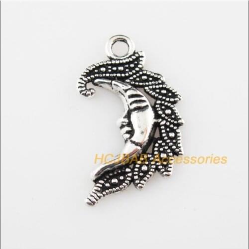 18 New Smile Moon Face Tibetan Silver Tone Charms Pendants 15x26mm