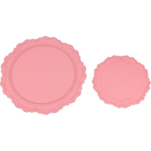 2Pcs/Set 23cm 34cm Silicone Flower Placemat Oil Resistant Heat Insulation Non-Slip Tablemat Kitchen Washable Cup Pad