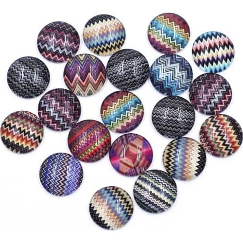 20PCS 10-14mm Mixed Wave Round Glass Domes Cameos Cabochons Flatback DIY Embellishment Scrapbook Bag Crafts Decor Accessories