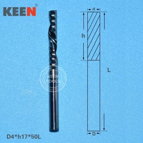 4*17mm One Flute Down Cut carbide endmill for acrylic plastics woodworking, Left-Helical spiral cutter