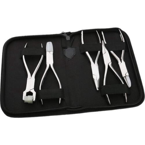 5Pcs Stainless Steel Optic Eye Glasses Optician Eyeglasses Frame Repair Optical Pliers Tools Kit with Black Pouch Bag
