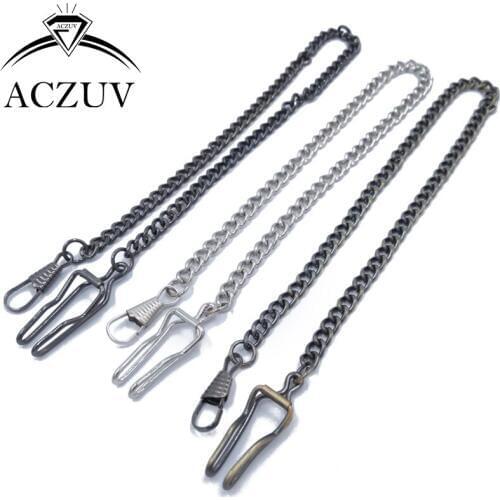 50piece Antique Bronze Steel Rhodium Plated Gunmetal Black 37cm Pocket Watch Chain Findings for Pendant Necklace Jewelry Making