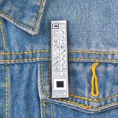 Ps Toolbar Cartoon Paintbrush Denim Alloy Brooch Enamel Pins Metal Broches for Women Badge Pines Metalicos Brosche Accessories