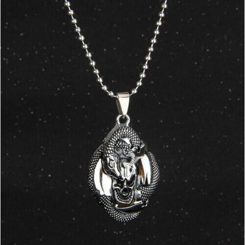 Personality Vintage Silver Plated Snake Skull Necklace Motorcycle Party Biker Necklace Animal Jewelry Punk Men Women Skull Chain