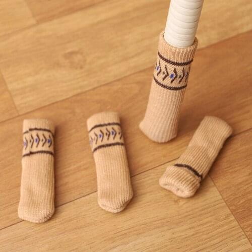 4Pcs Chair Leg Covers Knitting Table Foot Socks Solid Cover Floor Protectors Non-Slip Chair Socks for Furniture Home Decor