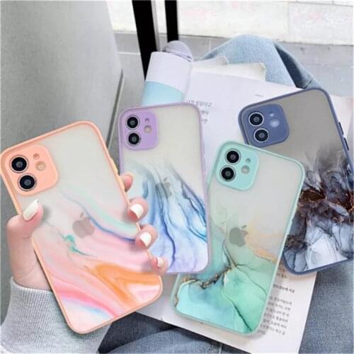Gradient Marble Printing Silky Case For iPhone 11 12 Pro Max 12 Mini 7 8 Plus X XR XS Max SE 2020 Colorful Shockproof Back Cover