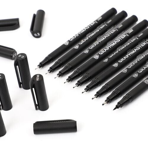 Creative Black Sketch Marker Pen Children DIY Various Sizes Sketching Toolhook Line Pen Student Art Drawing Supplies Stationery