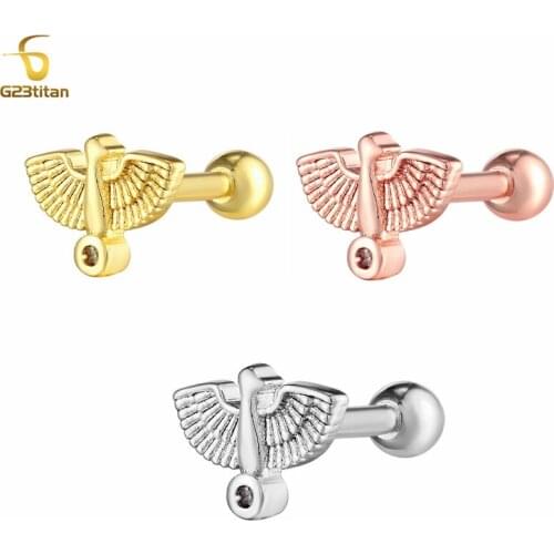 CZ Tragus Ear Cartilage Piercing Ring Peacock Small Earrings Unisex 16g Pole Piercing Body Jewelry for First Pircing