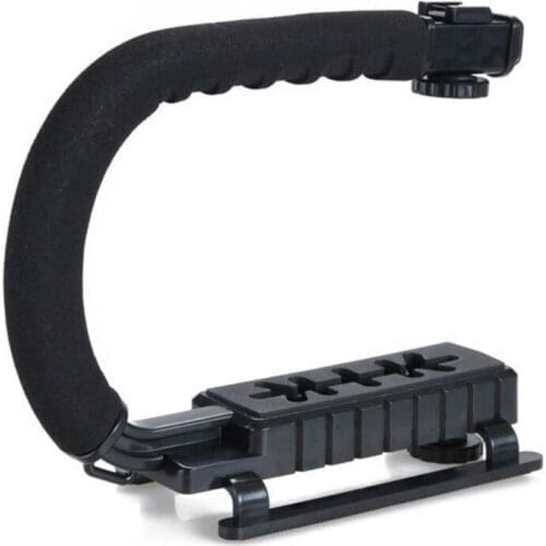 DSLR Camera U/C Shaped Bracket Holder 3 Shoe Mounts Handle Handheld Video Action Stabilizer Grip for iPhone Canon Nikon Sony