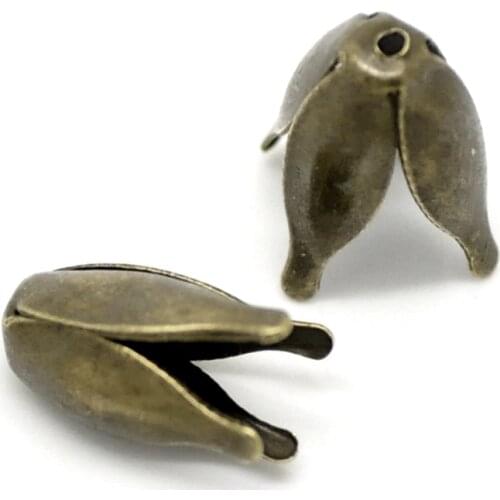 DoreenBeads 20 PCs Iron Based Alloy Beads Caps Flower Antique Bronze (Fits 10mm Beads) Jewelry Making Findings ,13mm x 8mm