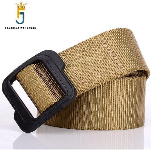 FAJARINA Unisex Quality Hard POM Smooth Buckle Casual Styles Straped Nylon Belts for Men 4.3 Wide 120cm Length CBFJ0044