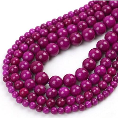 Purple Sugilite Jades Round Loose Spacer Natural Stone Beads For Jewelry Making DIY Charms Bracelet Accessories 15''6/8/10mm