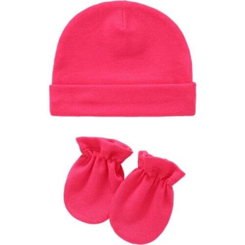 Baby Infants Anti-scratching Cotton Gloves + Hat Set Newborn Mitten Cap Kit Gift Y1QF