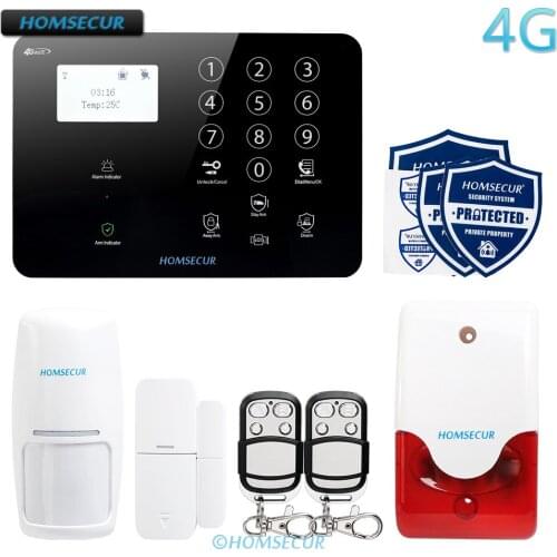 HOMSECUR Wireless 4G/3G/GSM LCD Burglar Intruder Alarm System+Wireless IP Camera GA01-4G-B