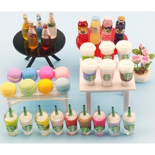DollHouse Furniture Toy Mini Table and Chair Model Miniature Food Play Drink Soda Bottle for Furniture Decoration Toys