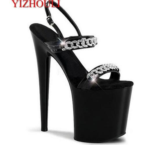Noble metal decoration Shoes black stage performance Ultra fine with waterproof 20 cm sandals