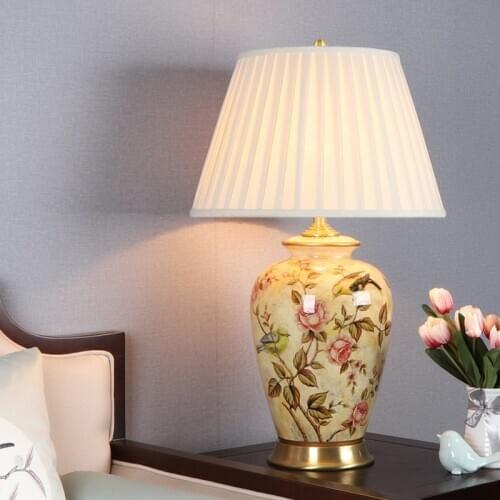 Ceramic New Table Lamp Classical American Model Room Hotel Living Room Big Copper Lamp