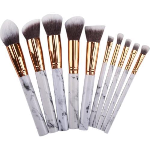 Anmor 10Pcs/lot Makeup Brushes Professional Marble Make Up Brush Foundation Set Eyebrow Eye Shadow Cosmetic Brochas Maquillage